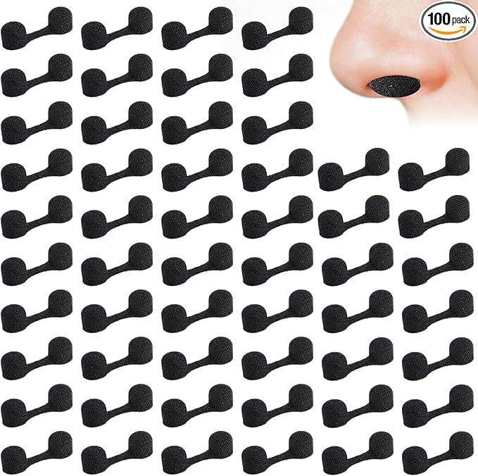 100 Pieces Nose Plug Filter Disposable Nose Dust Filters Bulk Sponge Nostril Filters for Spray Tanning Welding Dust Allergies Dust Construction Areas (Black)