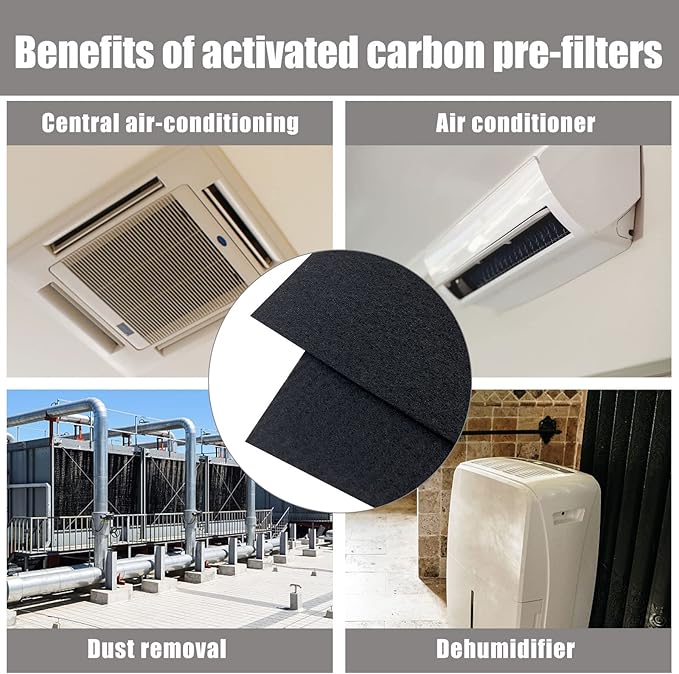 Carbon Fabric Filter - 16" x 48" x 0.12" Activated Charcoal Hepa AC Vent Filter Replacement