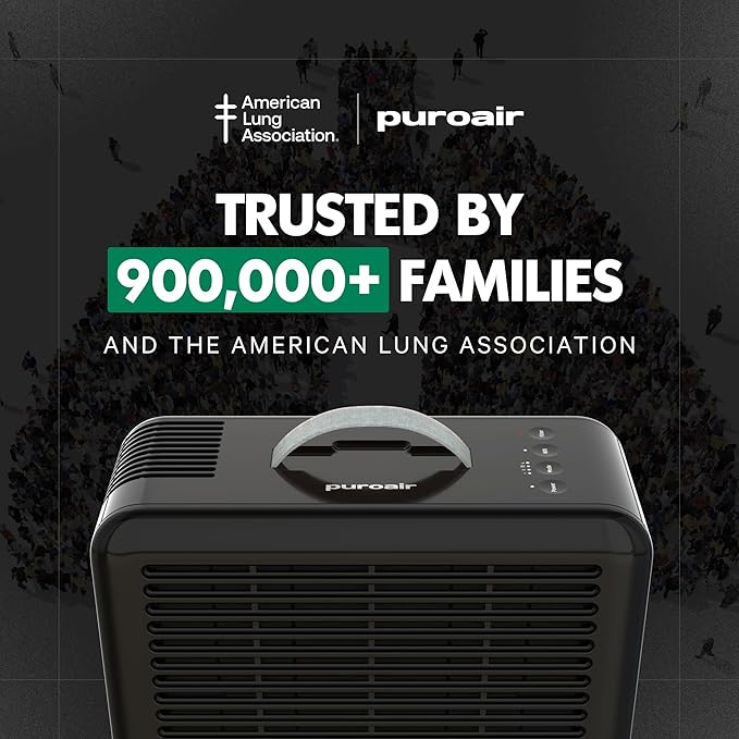 PuroAir 100i HEPA Air Purifiers for Home Pets - Covers Up To 550 Sq Ft - Filters Up To 99.9% of Pollutants, Smoke, Pollen, Dust - Quiet HEPA Air Filter - Air Purifiers for Bedroom (2 Pack)