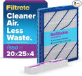 Filtrete 20x25x4 Refillable Air Filter Starter Kit, MPR 1550, MERV 12, 1 Reusable Air Filter Frame & 2 Air Filters, Fits Honeywell & Lennox, Allergen Bacteria & Virus, Actual size 19.88 x 24.62 x 4.25