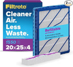 Filtrete 20x25x4 Refillable Air Filter Starter Kit, MPR 1550, MERV 12, 1 Reusable Air Filter Frame & 2 Air Filters, Fits Honeywell & Lennox, Allergen Bacteria & Virus, Actual size 19.88 x 24.62 x 4.25