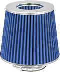 Mortar Aftermarket Auto Air Filter Replacement - Car Enthusiast Class Universal Cold Air Intake Gulps in More Air for More Engine Power & Passionate Induction Sound, 3.25 In, Blue