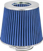 Mortar Aftermarket Auto Air Filter Replacement - Car Enthusiast Class Universal Cold Air Intake Gulps in More Air for More Engine Power & Passionate Induction Sound, 2.75 In, Blue