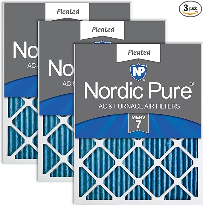 Nordic Pure 18x18x1 (Actual Size: 17 3/4 x 17 3/4 x 3/4) Pleated MERV 7 Air Filters 3 Pack