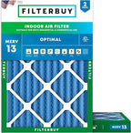 Filterbuy 24x30x2 Air Filter MERV 13 Optimal Smoke & Allergy Defense (2-Pack), Electrostatic Pleated HVAC AC Furnace Filters Replacement, Made in USA (Actual Size: 23.50 x 29.50 x 1.75)