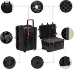 MEIJIA Portable All Weather Waterproof Camera Case,Customizable Fit Foam with Rolling Wheels and Retractable Pull Handle,33.25"X24.4"X19.3"