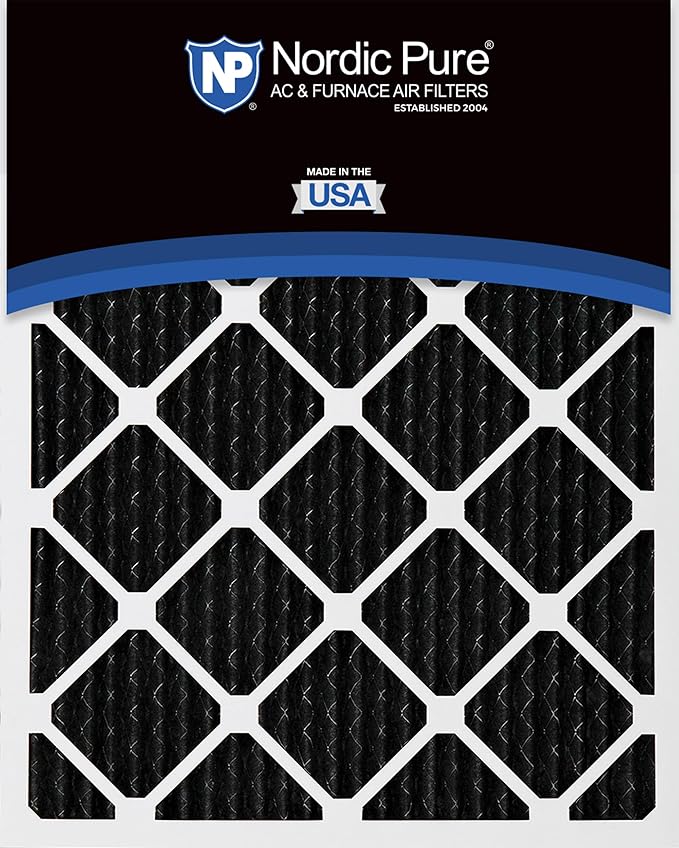 Nordic Pure 18x18x1 (Actual Size: 17 3/4 x 17 3/4 x 3/4) Pure Carbon Pleated Odor Reduction Furnace Air Filters 4 Pack