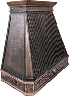 CT Copper Tailor Copper Vent Hood Wall Mount,54'' W,36''H,1260 CFM Exhaust Fan,Stainless Steel Vent,LED Light,Dishwasher-Safe Baffle Filters,Light Hammered-Medium Patina,VH14TA2L
