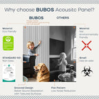 BUBOS 10 Pack Large Acoustic Panels, 48"X 12"X 0.4" Sound Proof Panels for Walls,Decorative Self-Adhesive Acoustical Wall Panels,3D Slat Sound Panels for Home Office Studio (White 01)