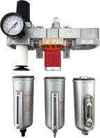 1/2" NPT HEAVY DUTY Industrial Grade Filter Regulator Coalescing Desiccant Dryer System For Compressed Air Lines, Metal Bowls, Great For Paint Spray And Plasma Cutter (AUTO DRAIN)