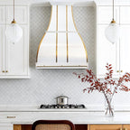 CHETTO C Stainless Steel Range Hood Cover with 4-Speed Vent Hood Insert Custom Handcrafted Metal Kitchen Fan with Towel Rack LED Light 36"W x24"D x24"H White Wall Mount