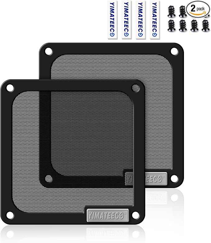 120mm Dust Filter PC for Computer Cooler Fan/PSU/Routers PVC 50 Mesh, Computer Fan Filter Grills Magnetic with Screws Dustproof Case Cover (PVC V4.0, 120 * 120mm, 2pcs, Black)