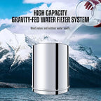 SINCHO 2.25G Gravity Water Filter with Level Window – 3-Stage Stainless Steel System, 2 Washable Ceramic Filters, No Electricity Needed