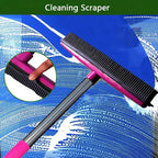 Multifunctional Broom, Telescopic Carpet Rake Rubber Pp 12.6in Brush Easy Wash Floor Carpet Broom for Pet Hair Dust Removal Tile Window Cleaner (Pink)