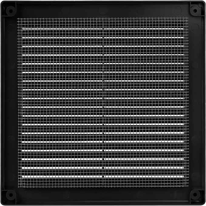 Vent Systems 6" x 6" Inch (Opening Dimensions) - Pack of 10 - Plastic Black Soffit Vent Cover - Flat Square Air Vent Grille - Air Vent Deflector - HVAC 8" x 8" Inch (Overall Dimensions)