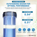 Max Water Whole House 20" x4.5" Purple Clear WH Water Filter Housing 1 inch Inlet/Outlet Ports with Pressure Gauge Wrench and Bracket (1 Housing + 1 Pressure Gauge)