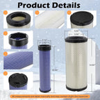 59800-26110 3A111-19130 Air Filter Kit Fit for Kubota Skid Steer Loader SSV65 SSV75 SVL75 SVL75-2 SVL75C SVL75C-2 Replaces# P827653 P829332