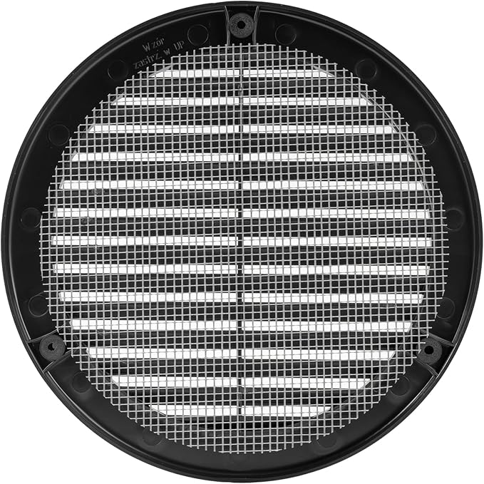 Vent Systems 6" Inch (Opening Dimensions) - Pack of 5 - Black Soffit Vent Cover - Plastic Round Air Vent Grille - Built-in Mesh Screen - HVAC Register Louver for Bathroom, Home, Kitchen