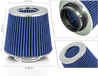 Mortar Aftermarket Auto Air Filter Replacement - Car Enthusiast Class Universal Cold Air Intake Gulps in More Air for More Engine Power & Passionate Induction Sound, 2.5 In, Blue