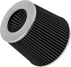 Mortar Aftermarket Auto Air Filter Replacement - Car Enthusiast Class Universal Cold Air Intake Gulps in More Air for More Engine Power & Passionate Induction Sound, 2.5 In, Black