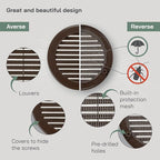 Vent Systems 4" Inch (Opening Dimensions) - Pack of 100 - Brown Soffit Vent Cover - Plastic Round Air Vent Grille - Built-in Mesh Screen - HVAC Register Louver for Bathroom, Home, Kitchen