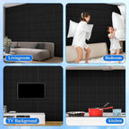 Nuanchu 120 Pcs 3D Slat Wall Panels 12 x 12 Inch PVC Fluted Textured Panel Cuttable Paintable DIY Wall Art Decorative Tiles for Ceiling Studio Bathroom Interior TV Background (Black)