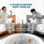 Portable HEPA Air Purifier Energy-Saving Mode, One Touch Operation, Lightweight 1.83LBS, Night Light Dimming, 360° Outlet, Suitable for Vehicle Cabins, Studios, Apartments & Cubicles