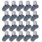 20PCS Electromagnetic Power Relay, 8-Pin 10 AMP 12V DC Relay Coil with Socket Base, LED Indicator, DPDT 2NO 2NC - MY2NJ [Applicable for DIN Rail System]