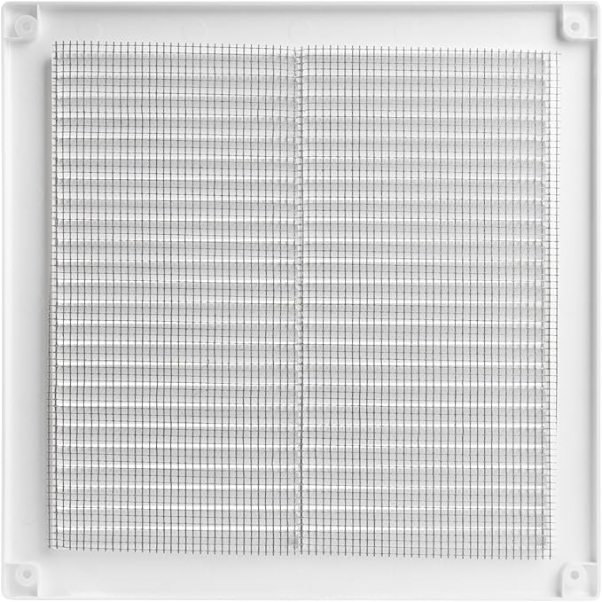 Vent Systems 8" x 8" Inch (Opening Dimensions) - Pack of 5 - Plastic White Soffit Vent Cover - Flat Square Air Vent Grille - Air Vent Deflector - HVAC 10" x 10" Inch (Overall Dimensions)