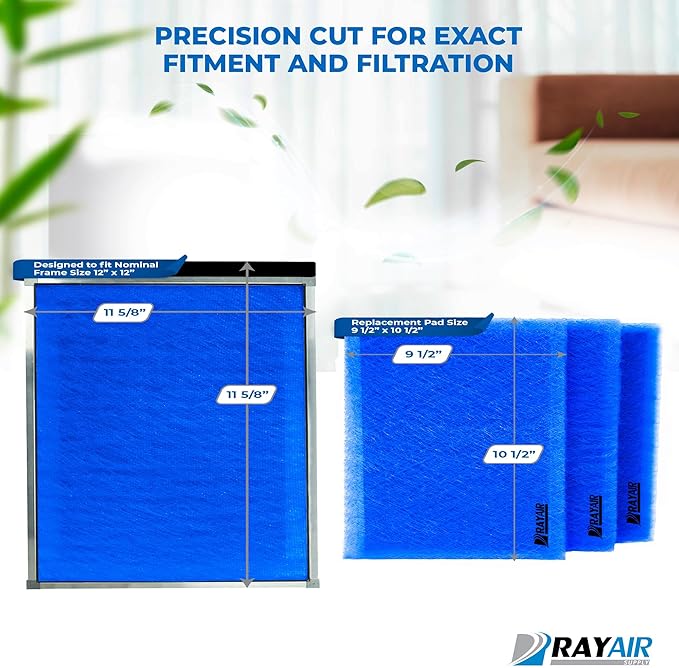 RAYAIR SUPPLY 12x12 Replacement Filter Pads Compatible with Dynamic Air Cleaner (3 Pack) (12x12)