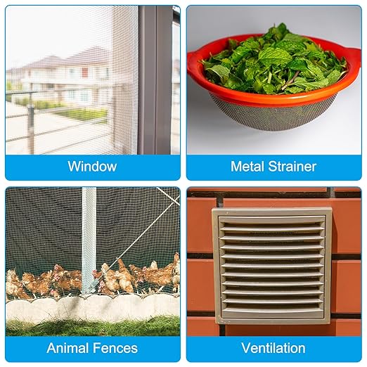 PATIKIL 40" L x 16" W Woven Wire Mesh, 200 Mesh 304 Stainless Steel Air Vent Filter Screen with Gloves for Window Security Vent Cover Filtration Animals Fence