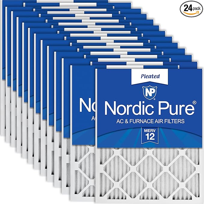 Nordic Pure 12x25x1 (Actual Size: 11 3/4 x 24 3/4 x 3/4) Pleated MERV 12 Air Filters 24 Pack