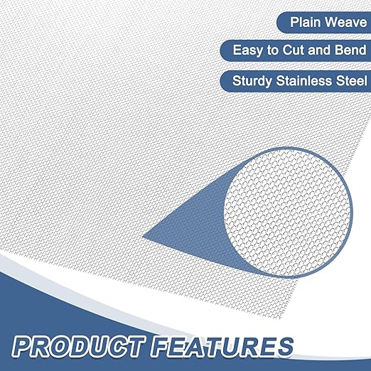 uxcell 30 Mesh 118" x 12" Woven Wire Mesh, 304 Stainless Steel Air Vent Filter Screen, Window Screen Mesh for DIY Projects Vents Cover Filtration Animals Fence