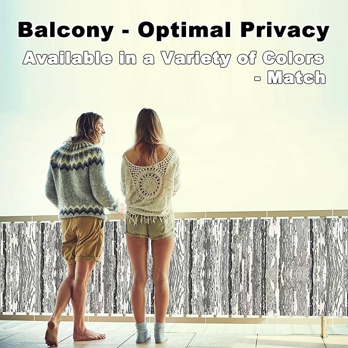 Privacy Screen Protector 3.9' x 29.5' UV-protection Wind-resistant Balcony Privacy, Included Cable Zip Ties for Decks, Patios, Backyards, Outdoor Pools, Porches, Railings, Vertical Floor Pattern