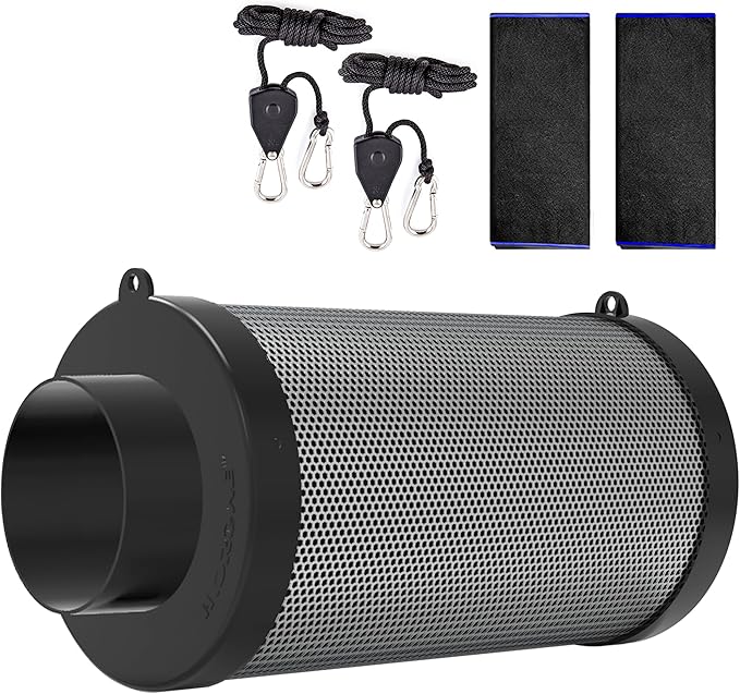 6 Inch Air Carbon Filter for Grow Tent,Smellines Control with Australia Virgin Charcoal for inline duct fan，Hydroponic Growth,Pre-Filter Included
