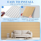 Nuanchu 32 Pcs 3D Slat Wall Panels 12 x 12 Inch PVC Fluted Textured Panel Cuttable Paintable DIY Wall Art Decorative Tiles for Ceiling Studio Bathroom Interior TV Background (Oak)