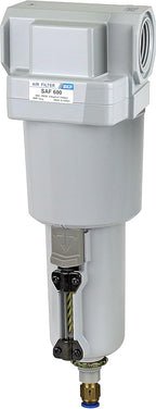 PneumaticPlus SAF600-N10BD-MEP Compressed Air Particulate Filter 1" NPT, 10 Micron - Metal Bowl w/Auto Drain, Bracket