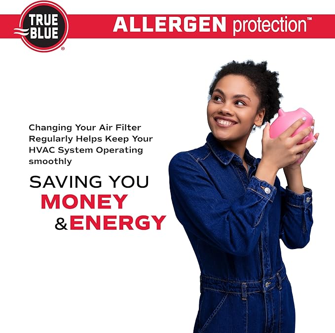 True Blue 15x20x1 MERV 11 Allergen Air Filter (4-Pack) | Electrostatic Pleated HVAC Furnace Air Filter | Replacement Filter for Home Use | Made in USA
