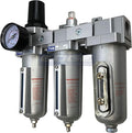 3 STAGE, HEAVY DUTY INDUSTRIAL GRADE FILTER REGULATOR COALESCING DESICCANT DRYER SYSTEM FOR COMPRESSED AIR LINES, METAL BOWLS, GREAT FOR PAINT SPRAY AND PLASMA CUTTER (1/2" NPT, MANUAL DRAIN)