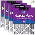 Nordic Pure 12x25x1 (Actual Size: 11 3/4 x 24 3/4 x 3/4) Furnace Air Filters MERV 8 Pleated Plus Carbon 4 Pack