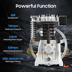 Air Compressor Pump Head, 3hp Air Compressor Pump-Head, 2200w Portable 66Gal/Min 10.24in Pulley Outer Diameter Aluminum Painting Transfer Pumps W/Air Filter Muffler, Extended Cylinder
