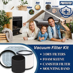 Vacuum Canister Filter Set for Wet/Dry Shop Vacuums – Includes Canister Filter, Foam Sleeve, 3 Dry Filter Discs, and Mounting Band Compatible with Shop-Vac, Craftsman, Ridgid, and More