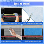 Air Vent Filter Kit - 20" x 90" Cut to Fit Air Filter Materials MERV 8 Electrostatic Media Roll for Home Floor, Ceiling, AC, HVAC, RVC Furnace Vents, With 48PCs Adhesive Hook Tape