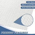 uxcell 6 Mesh 118" x 10" Woven Wire Mesh, 316 Stainless Steel Air Vent Filter Screen, Window Screen Mesh for DIY Projects Vents Cover Filtration Animals Fence