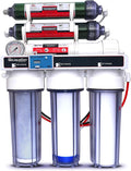 LiquaGen - 6 Stage Reverse Osmosis + Deionization Water Filtration System- 100 GPD w/Pressure Gauge & TDS Meter | Under Sink Water Filter Machine for Aquarium Water Purification