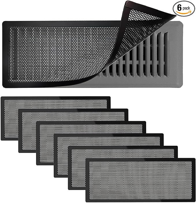 6 PCS Magnetic Vent Covers - 5.5"x12" Magnetic Air Vent Screen - for Floor/Wall/Ceiling Registers - Easy Install, Secure Fit - Durable(Fits Registers 5.5" to 6.5" Wx 12" to13" L)