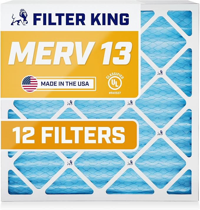 Filter King 19.5x22x1 Air Filter | 12-PACK | MERV 13 HVAC Pleated A/C Furnace Filters | MADE IN USA | Actual Size: 19.5 x 22 x .75"
