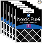 Nordic Pure 20x25x1 (Actual Size: 19 1/2 x 24 1/2 x 3/4) Pure Carbon Pleated Odor Reduction Furnace Air Filters 6 Pack