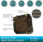 Ifenceview 6'x3' to 6'x50' Brown Shade Cloth/Fence Privacy Screen Fabric Mesh Net for Construction Site, Yard, Driveway, Garden, Railing, Canopy, Awning 160 GSM UV Protection (6' x 29')