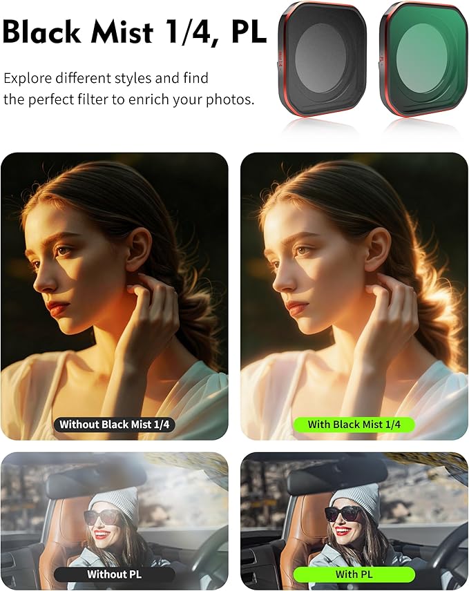 Black Mist 1/4 Filter for Insta360 Ace Pro2, Cinematic Diffusion Filter, Softens Highlights & Skin Blemishes, Creates Dreamy Halation and Film-Like Looks